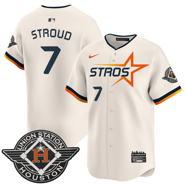 Personalized Men’s Houston Astros #7 C.J. Stroud Cream 2025 City Connect Limited Stitched Baseball Jersey