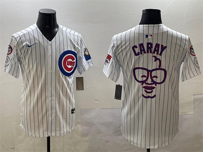 Personalized Men’s Chicago Cubs White Harry Caray ‘Holy Cow’ Patch Limited Stitched Baseball Jersey