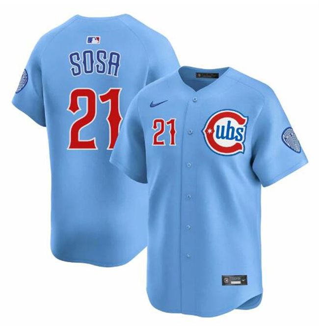 Personalized Men’s Chicago Cubs #21 Sammy Sosa Blue 2024 25 2nd Alternate Limited Stitched Baseball Jersey