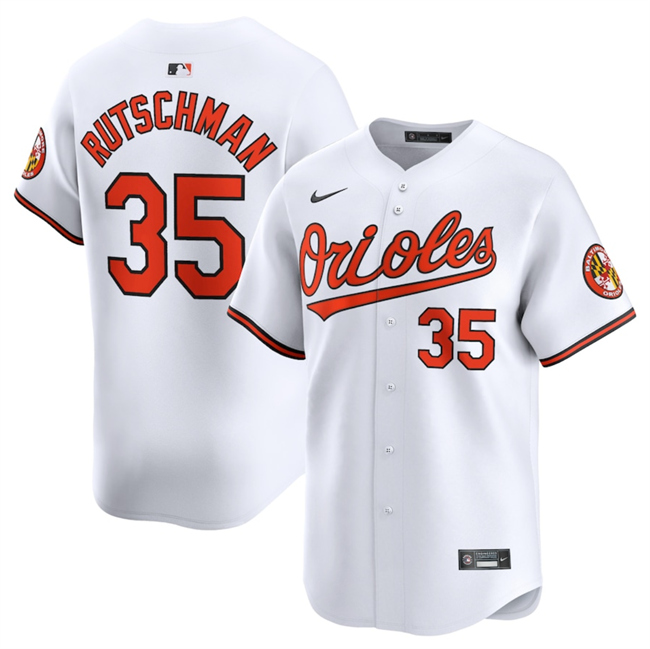Personalized Men’s Baltimore Orioles #35 Adley Rutschman White 2024 Home Limited Stitched Baseball Jersey