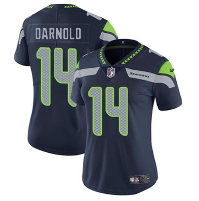 Personalized Women’s Seattle Seahawks #14 Sam Darnold Navy Limited Stitched Football Jersey(Run Small)