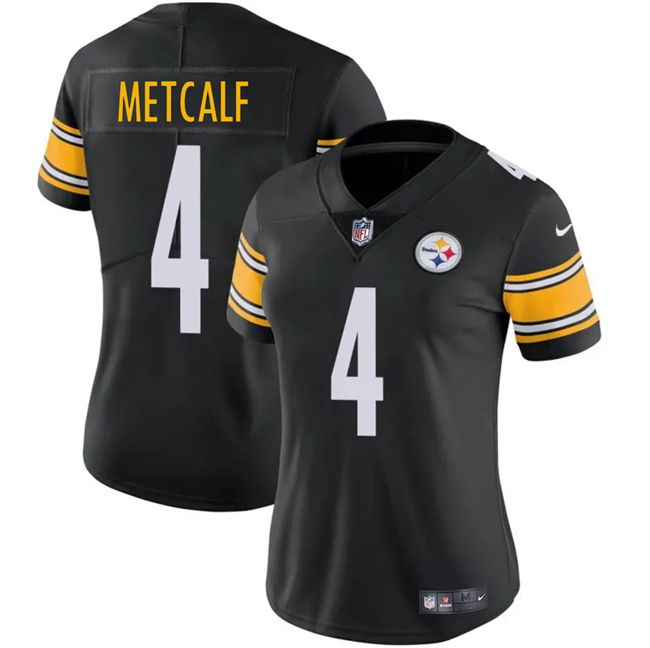 Personalized Women’s Pittsburgh Steelers #4 DK Metcalf 2025 Black Stitched Football Jersey(Run Small)