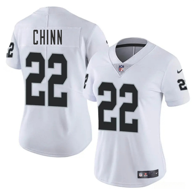 Personalized Women’s Las Vegas Raiders #22 Jeremy Chinn White 2025 Stitched Jersey(Run Small)