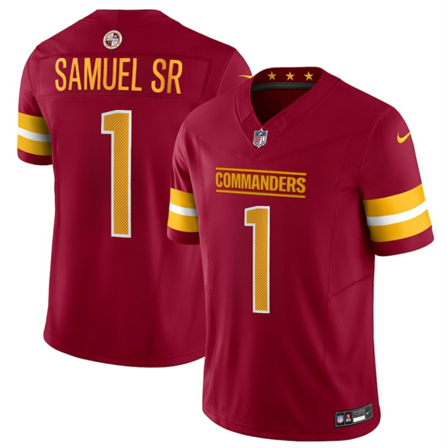 Personalized Men’s Washington Commanders #1 Deebo Samuel Sr Burgundy 2025 F.U.S.E. Limited Stitched Football Jersey