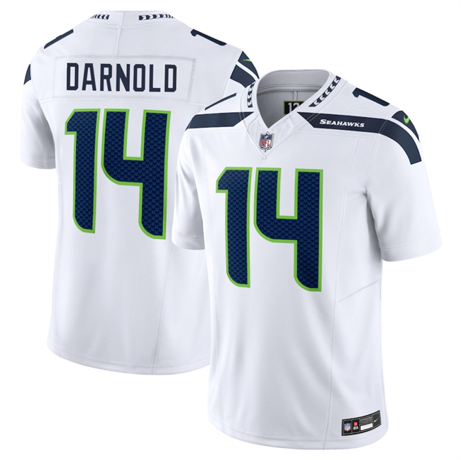 Personalized Men’s Seattle Seahawks #14 Sam Darnold White 2024 F.U.S.E Limited Stitched Football Jersey
