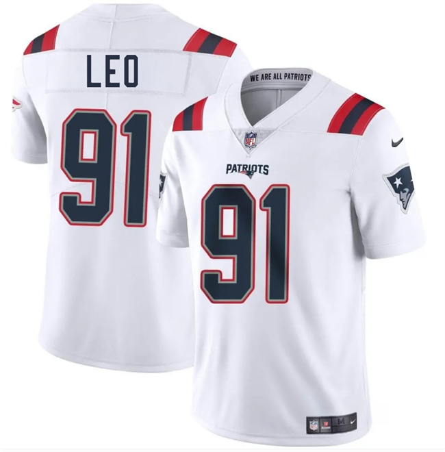 Personalized Men’s New England Patriots #91 Titus Leo White 2025 Limited Stitched Football Jersey