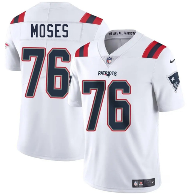 Personalized Men’s New England Patriots #76 Morgan Moses White 2025 Limited Stitched Football Jersey