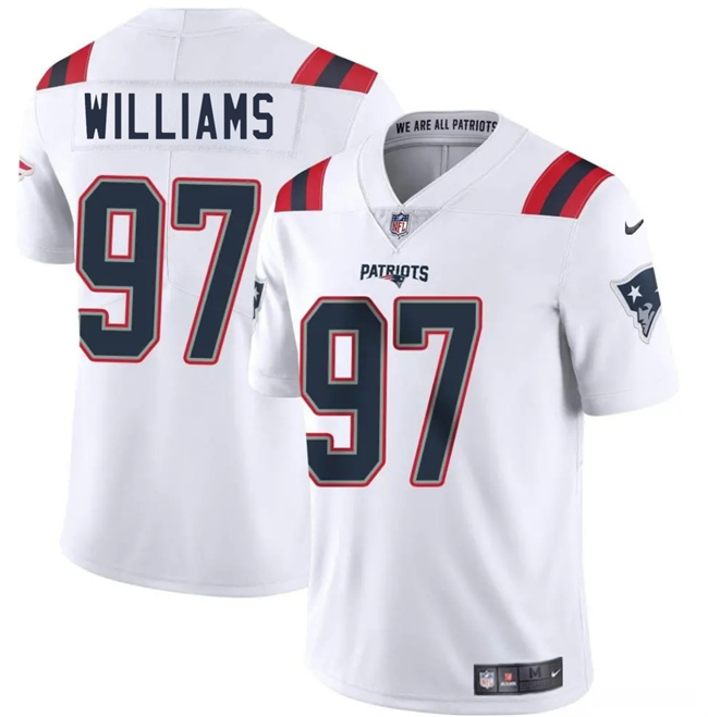 Personalized Men’s New England Patriots #97 Milton Williams White 2025 Limited Stitched Football Jersey