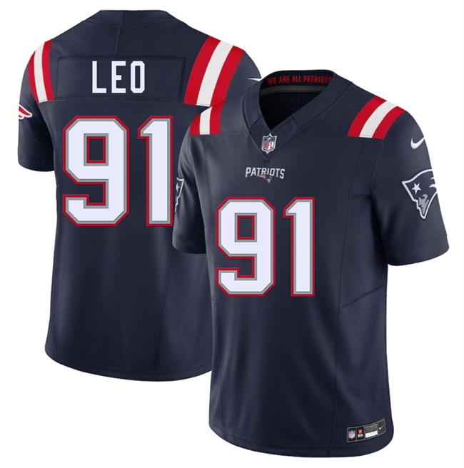Personalized Men’s New England Patriots #91 Titus Leo Navy 2025 F.U.S.E. Limited Stitched Football Jersey