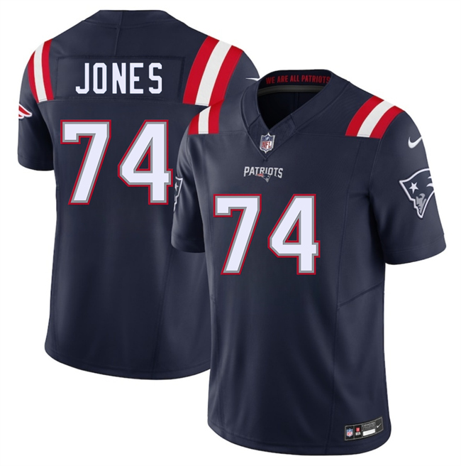 Personalized Men’s New England Patriots #74 Caleb Jones Navy 2025 F.U.S.E. Limited Stitched Football Jersey