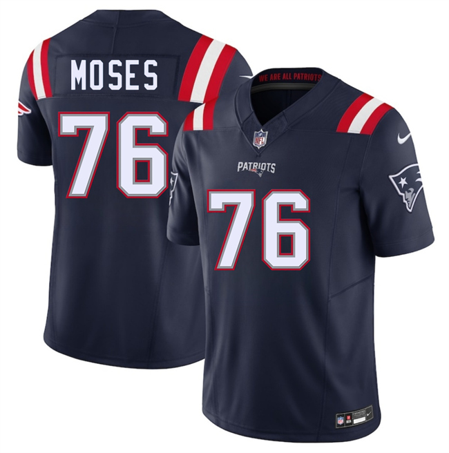 Personalized Men’s New England Patriots #76 Morgan Moses Navy 2025 F.U.S.E. Limited Stitched Football Jersey