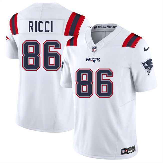 Personalized Men’s New England Patriots #86 Giovanni Ricci White 2025 F.U.S.E. Limited Stitched Football Jersey