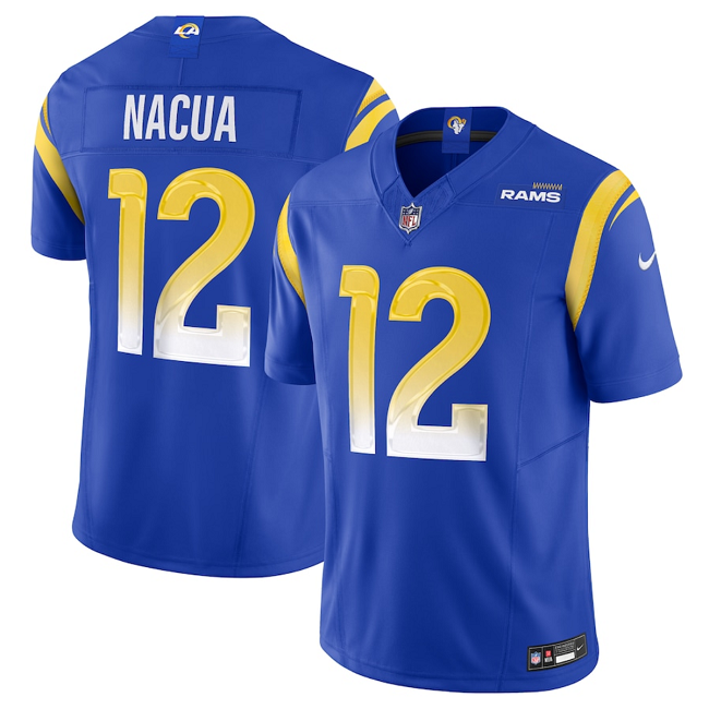 Personalized Men’s Los Angeles Rams #12 Puka Nacua Blue 2024 F.U.S.E. Untouchable Stitched Football Jersey