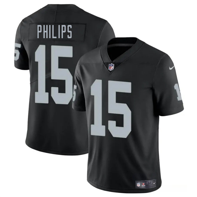 Personalized Men’s Las Vegas Raiders #15 Kyle Philips Black 2025 Stitched Football Jersey