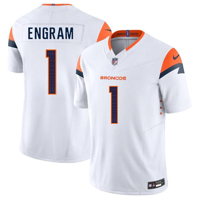 Personalized Men’s Denver Broncos #1 Evan Engram White 2024 F.U.S.E. Limited Stitched Football Jersey