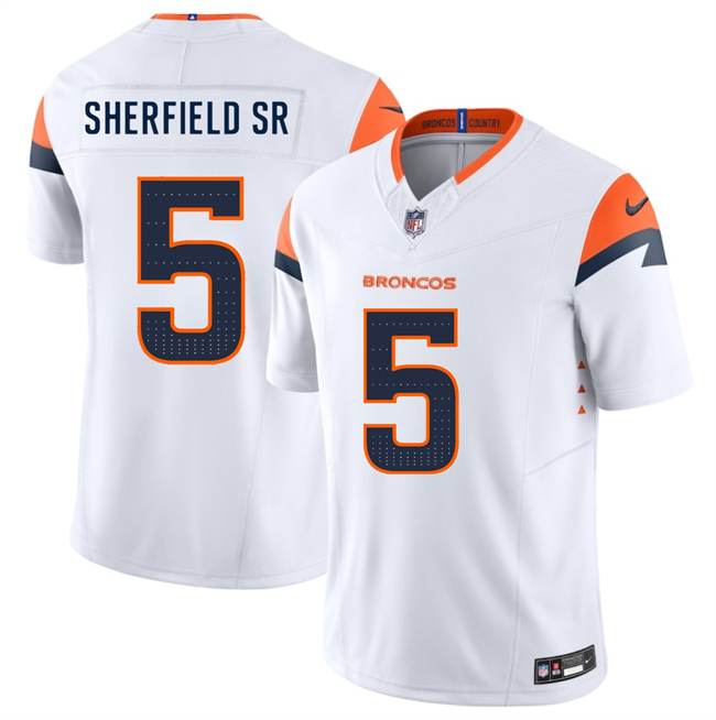 Personalized Men’s Denver Broncos #5 Trent Sherfield Sr White 2024 F.U.S.E. Limited Stitched Football Jersey