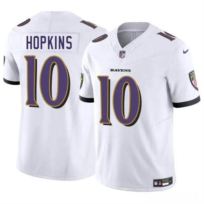 Personalized Men’s Baltimore Ravens #10 DeAndre Hopkins White 2025 F.U.S.E Limited Football Jersey