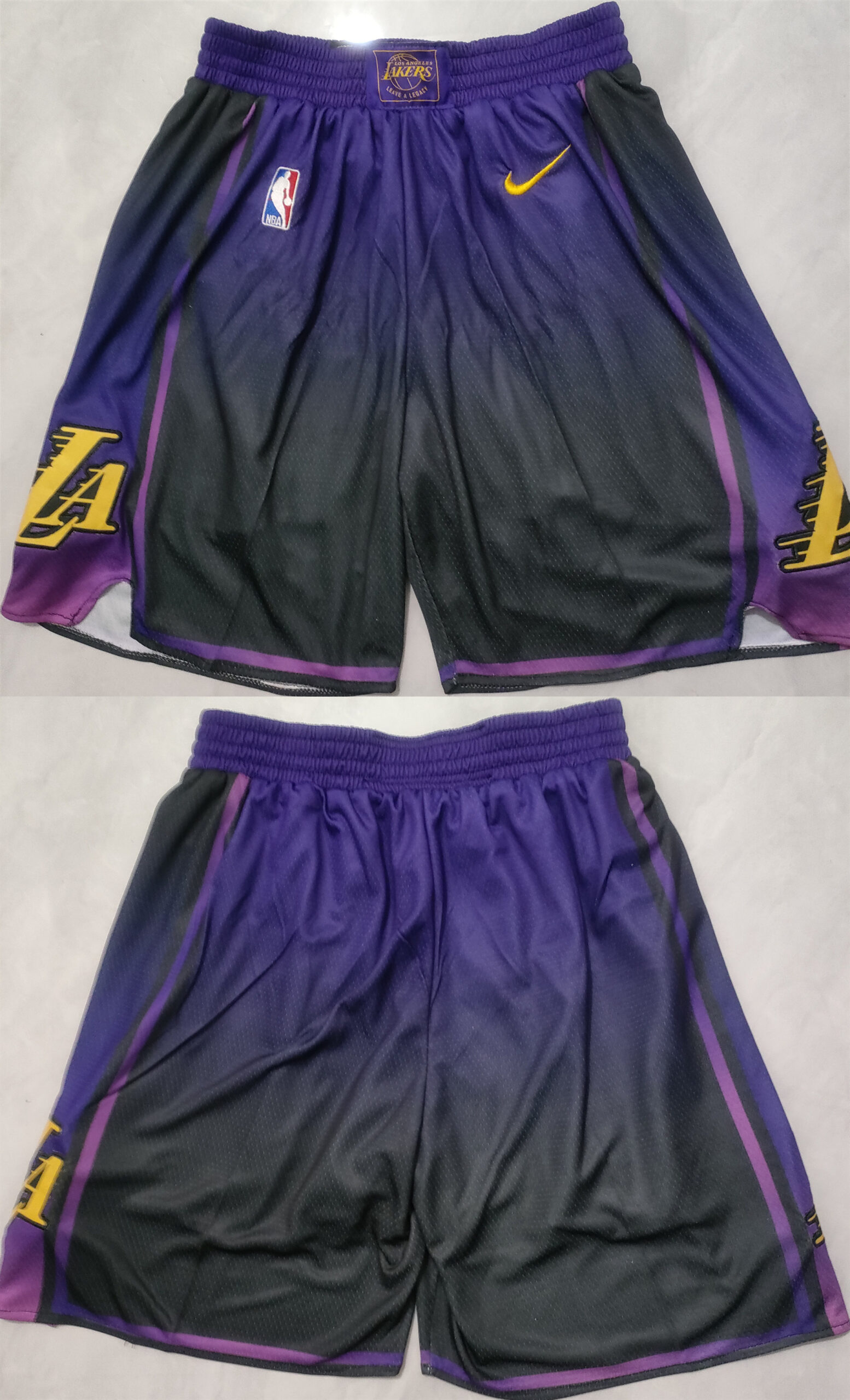 Personalized Men’s Los Angeles Lakers Purple Black Shorts (Run Small)