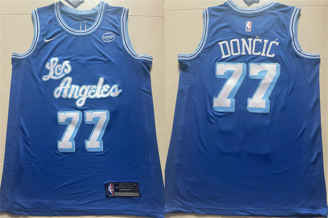 Personalized Men’s Los Angeles Lakers #77 Luka Doncic Blue 2025 Stitched Basketball Jersey