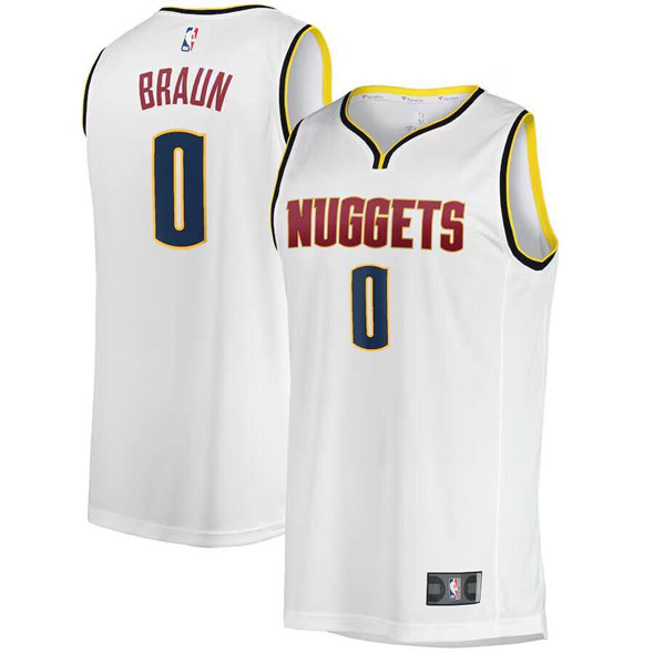 Personalized Men’s Denver Nuggets #0 Christian Braun White Association Edition Stitched Basketball Jersey
