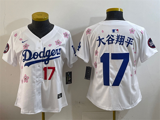 Personalized Women’s Los Angeles Dodgers #17 大谷翔平 White 2025 Tokyo Series Limited Stitched Baseball Jersey(Run Small)