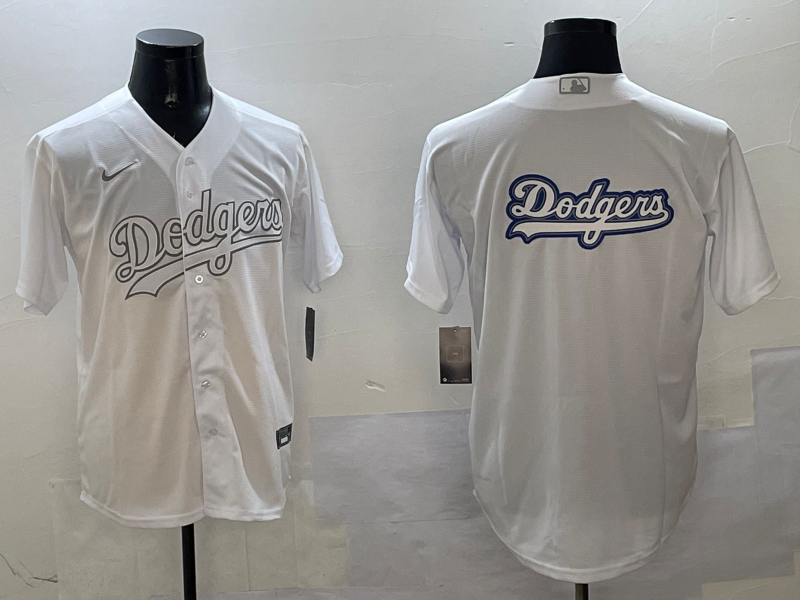 Personalized Men’s Los Angeles Dodgers Team Big Logo White Cool Base Stitched Baseball Jersey