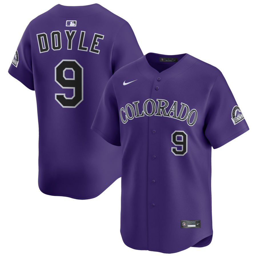 Personalized Men’s Colorado Rockies #9 Brenton Doyle Purple Limited Stitched Baseball Jersey