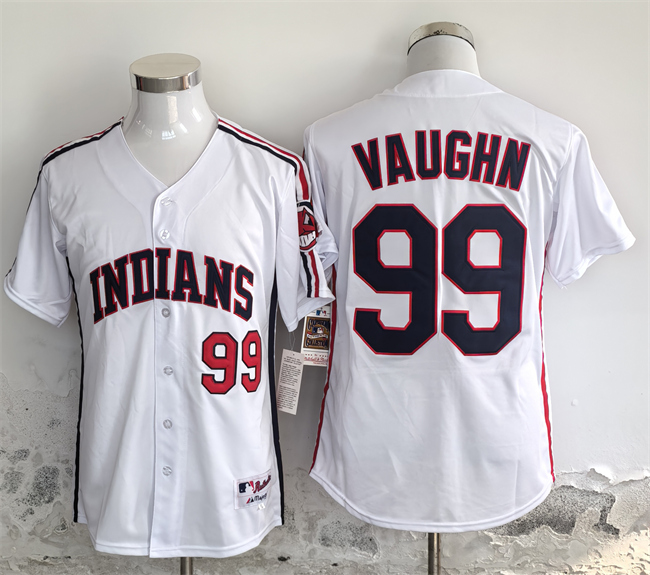 Personalized Men’s Cleveland Guardians #99 Ricky Vaughn White Stitched Baseball Jersey