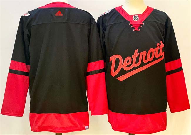 Personalized Men’s Detroit Red Wings Blank Black 2024-25 Stitched Jersey
