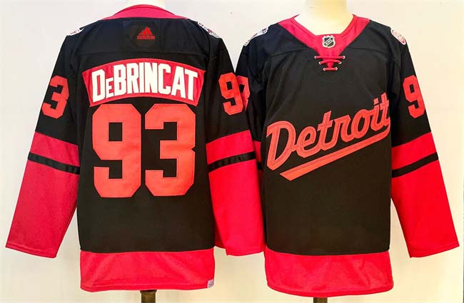 Personalized Men’s Detroit Red Wings #93 Alex DeBrincat Black 2024-25 Stitched Jersey