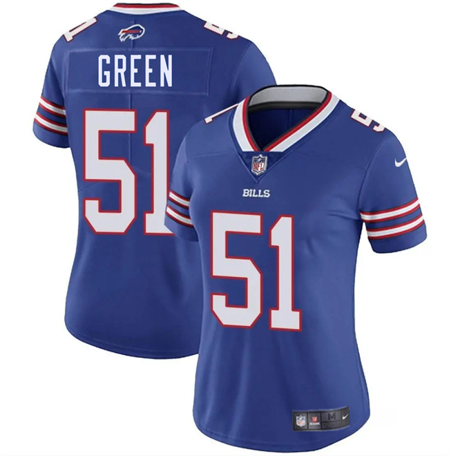 Personalized Women’s Buffalo Bills #51 Kendrick Green Blue Stitched Football Jersey(Run Small)