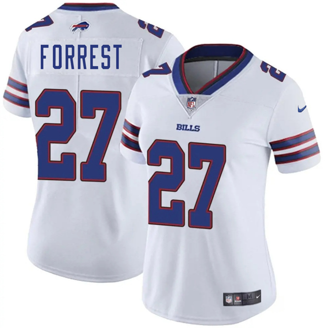 Personalized Women’s Buffalo Bills #27 Darrick Forrest White Stitched Football Jersey(Run Small)