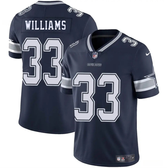Personalized Men’s Dallas Cowboys #33 Javonte Williams Navy Blue 2025 Untouchable Limited Stitched Football Jersey