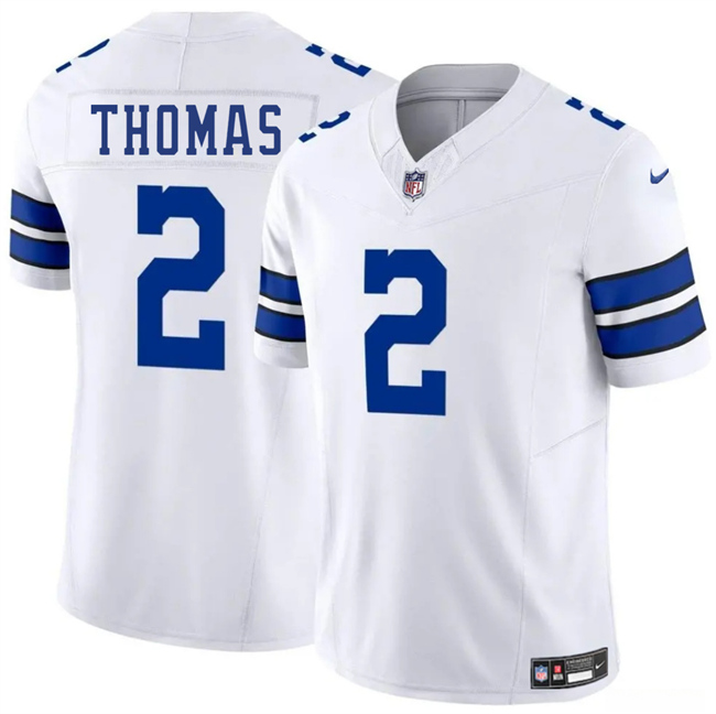 Personalized Men’s Dallas Cowboys #2 Juanyeh Thomas White 2025 F.U.S.E Untouchable Limited Stitched Football Jersey
