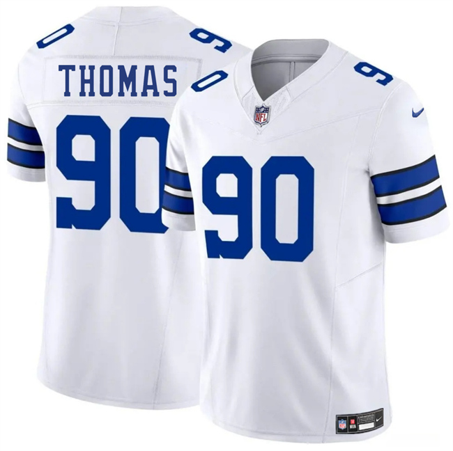 Personalized Men’s Dallas Cowboys #90 Solomon Thomas White 2025 F.U.S.E Untouchable Limited Stitched Football Jersey