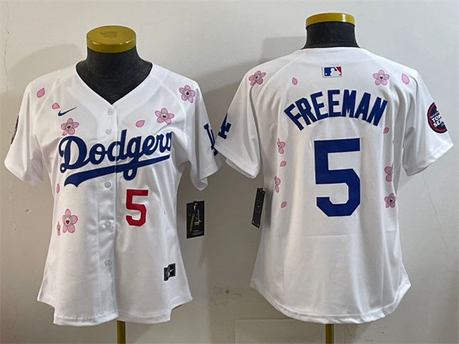 Personalized Youth Los Angeles Dodgers #5 Freddie Freeman White 2025 Tokyo Series Limited Stitched Baseball Jersey
