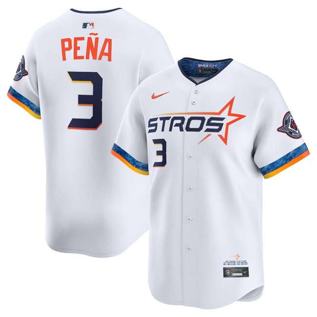 Personalized Youth Houston Astros #3 Jeremy Pena White 2025 City Connect Limited Stitched Baseball Jersey