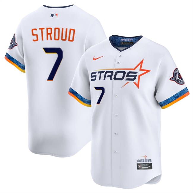 Personalized Youth Houston Astros #7 C.J. Stroud White 2025 City Connect Limited Stitched Baseball Jersey