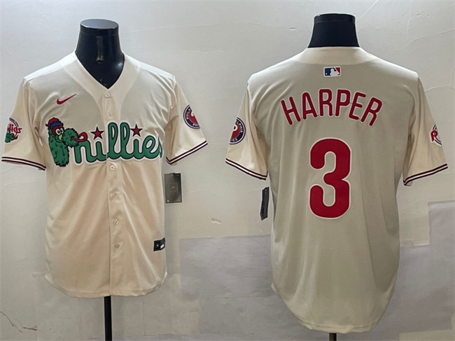 Personalized Men’s Philadelphia Phillies #3 Bryce Harper Cream Phanatic Limited Stitched Jersey