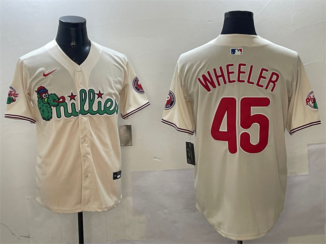 Personalized Men’s Philadelphia Phillies #45 Zack Wheeler Cream Phanatic Limited Stitched Jersey