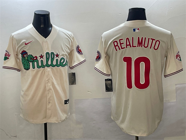 Personalized Men’s Philadelphia Phillies #10 J.T. Realmuto Cream Phanatic Limited Stitched Jersey