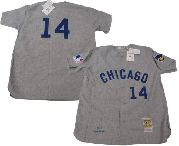 Personalized Men’s Chicago Cubs #14 Ernie Banks Gray 1969 Stitched Baseball Jersey