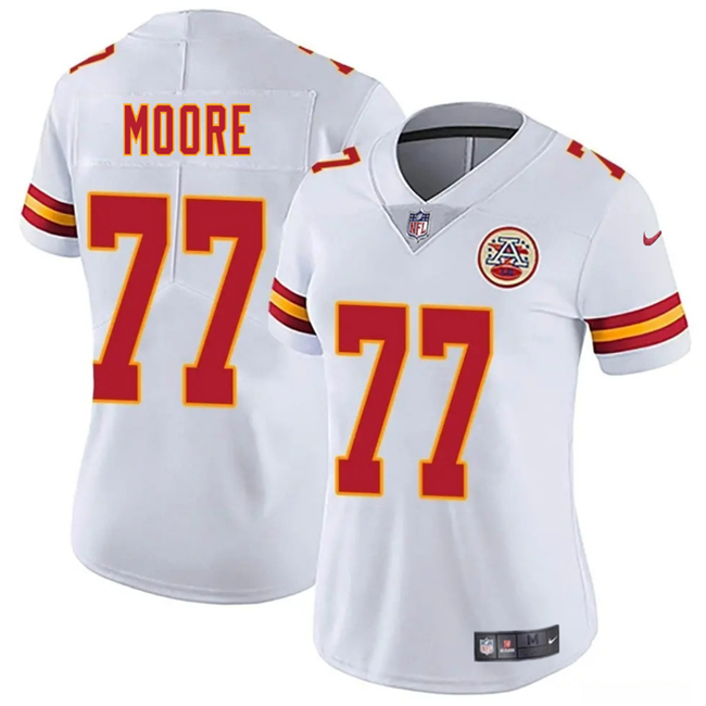 Personalized Women’s Kansas City Chiefs #77 Jaylon Moore White 2025 Untouchable Limited Stitched Jersey(Run Small)