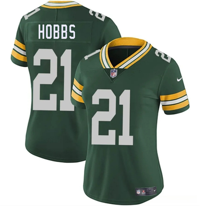 Personalized Women’s Green Bay Packers #21 Nate Hobbs Green 2025 Untouchable Limited Stitched Jersey(Run Small)