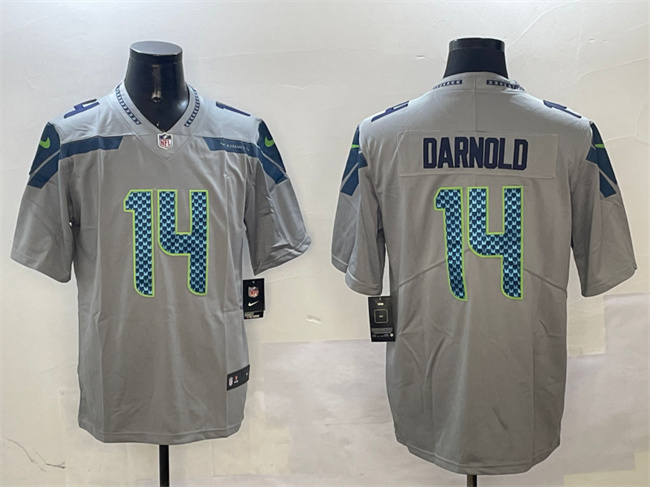 Personalized Men’s Seattle Seahawks #14 Sam Darnold Grey 2025 Limited Stitched Football Jersey