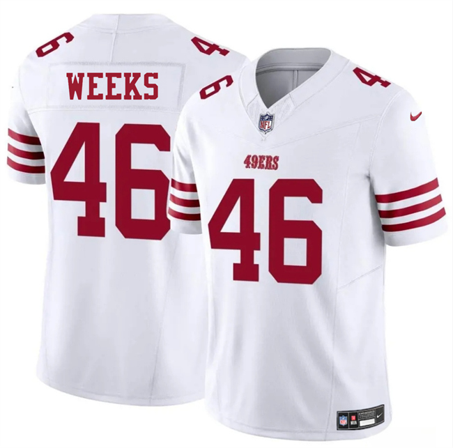 Personalized Men’s San Francisco 49ers #46 Jon Weeks White 2025 F.U.S.E. Untouchable Limited Stitched Football Jersey