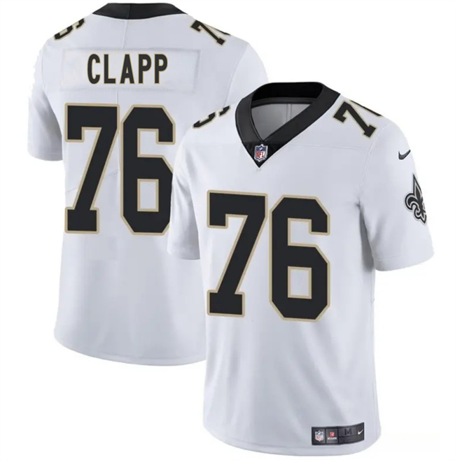 Personalized Men’s New Orleans Saints #76 Will Clapp White 2025 Limited Stitched Football Jersey