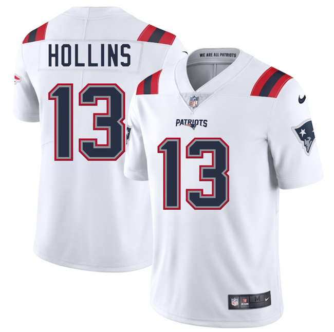 Personalized Men’s New England Patriots #13 Mack Hollins White 2025 Limited Stitched Football Jersey