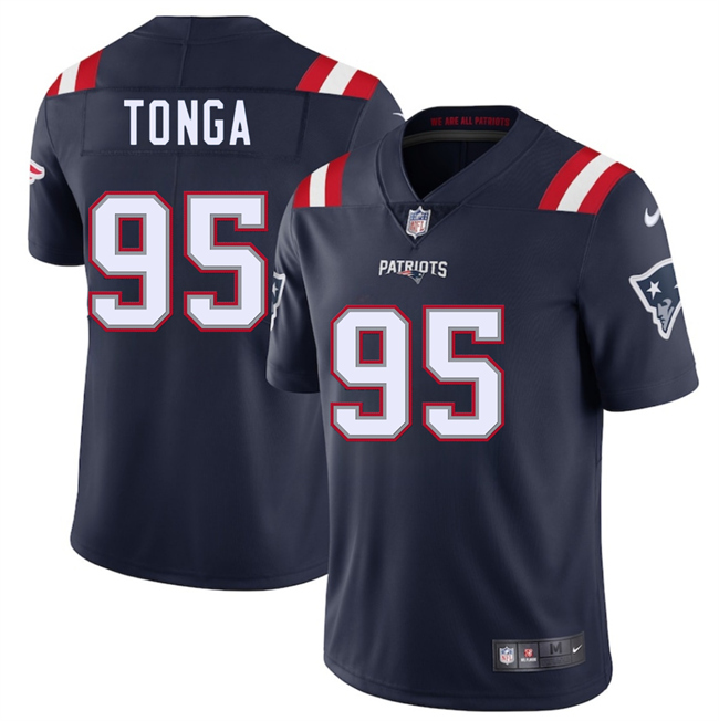 Personalized Men’s New England Patriots #95 Khyiris Tonga Navy 2025 Limited Stitched Football Jersey