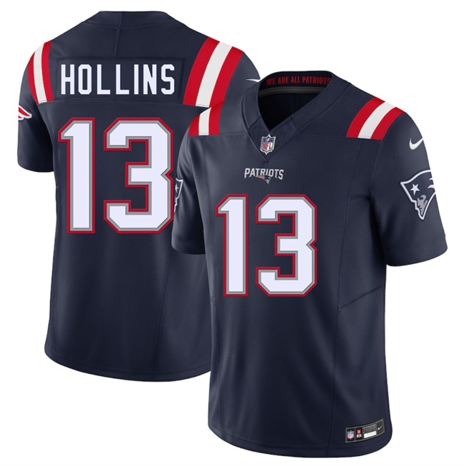 Personalized Men’s New England Patriots #13 Mack Hollins Navy 2025 F.U.S.E. Limited Stitched Football Jersey